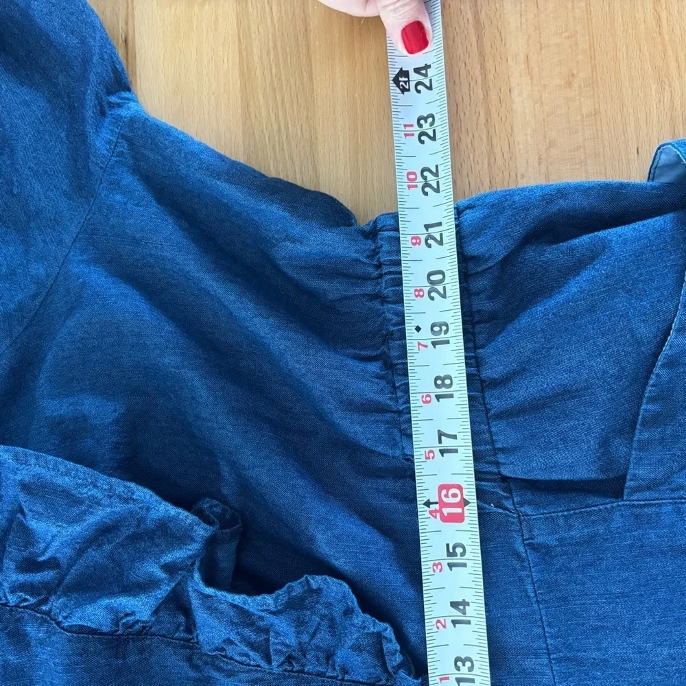 Eloquii Elements Women's Plus Size 22 Denim Jumpsuit Ruffles Short Sleeve Trendy - Picture 8 of 9